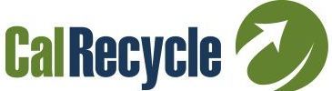 A logo for cal recycle with a green arrow pointing up.