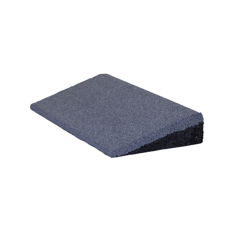 A gray wedge with a black border on a white background