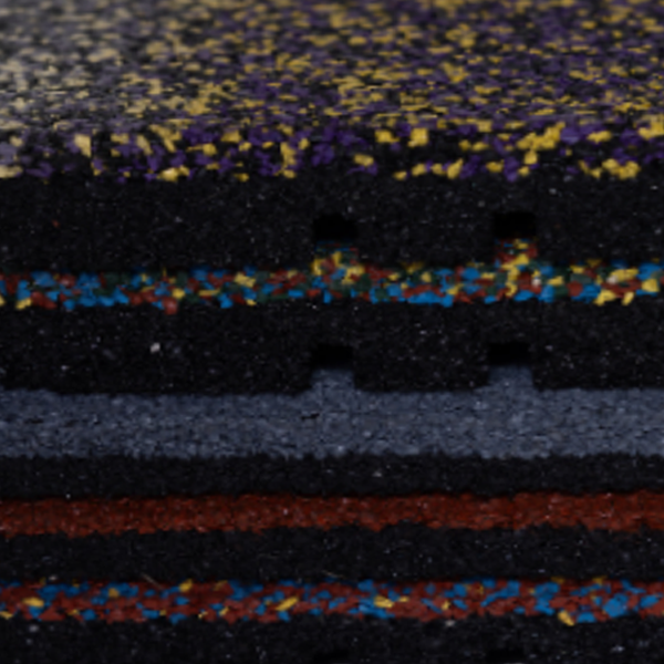 A close up of the layers of a rubber mat