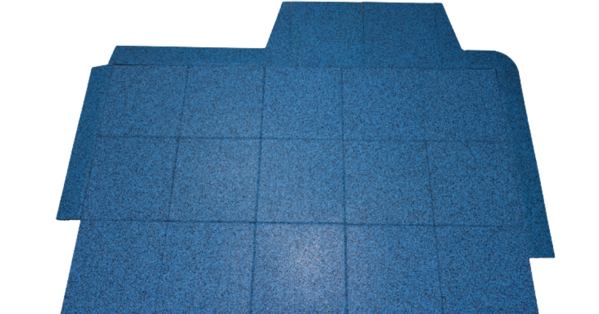 A blue tile floor with a white background