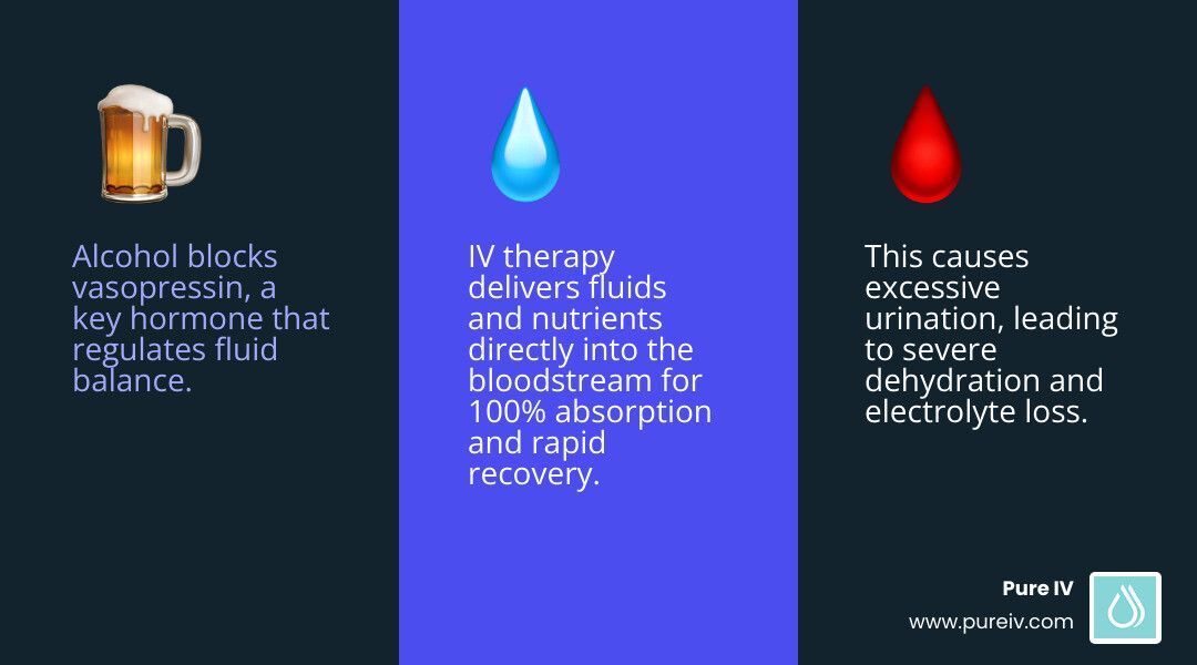 How alcohol dehydrates the body and how IV therapy addresses hangover symptoms - Hangover IV Therapy…