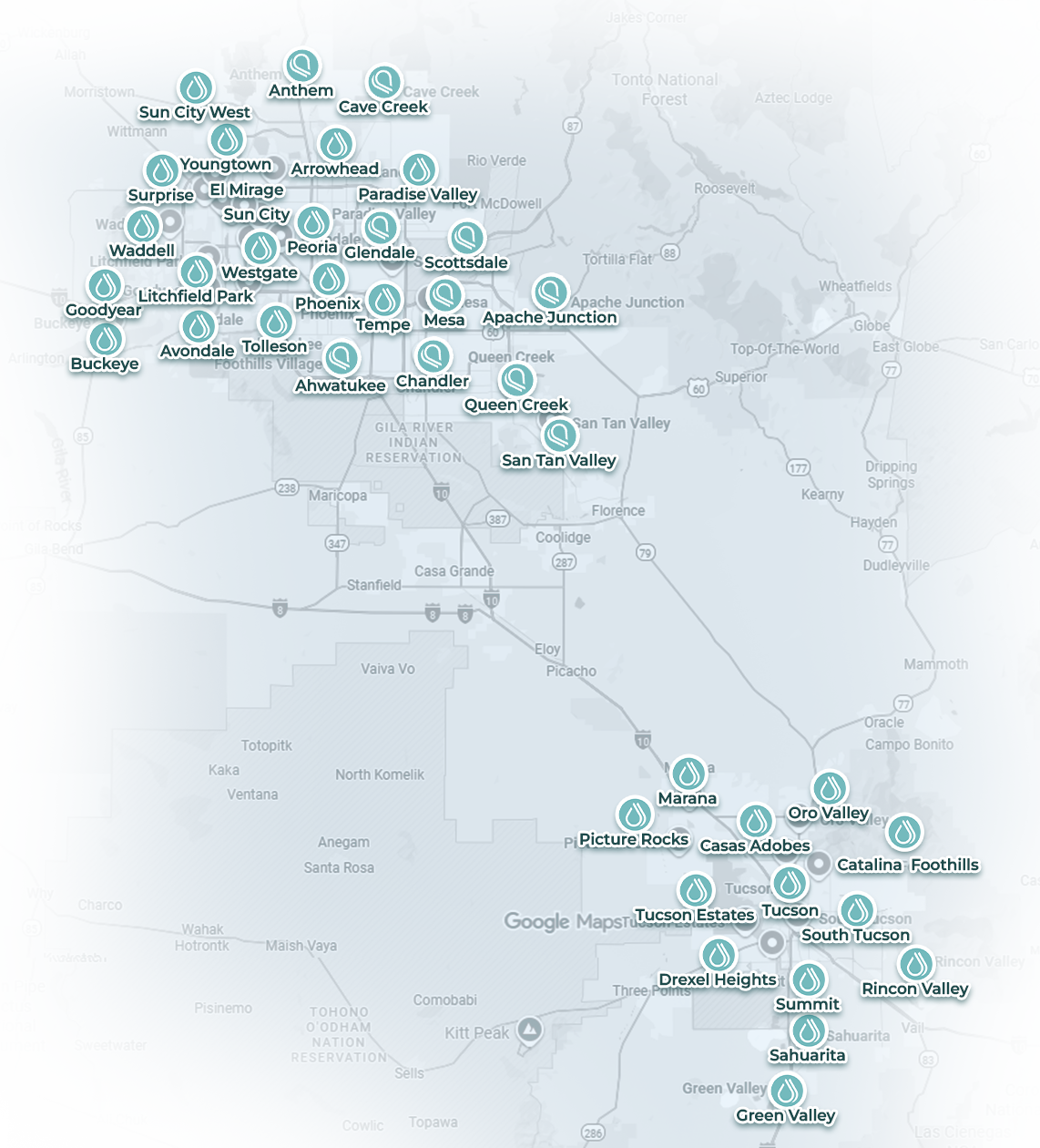 Pure IV Arizona Service Areas