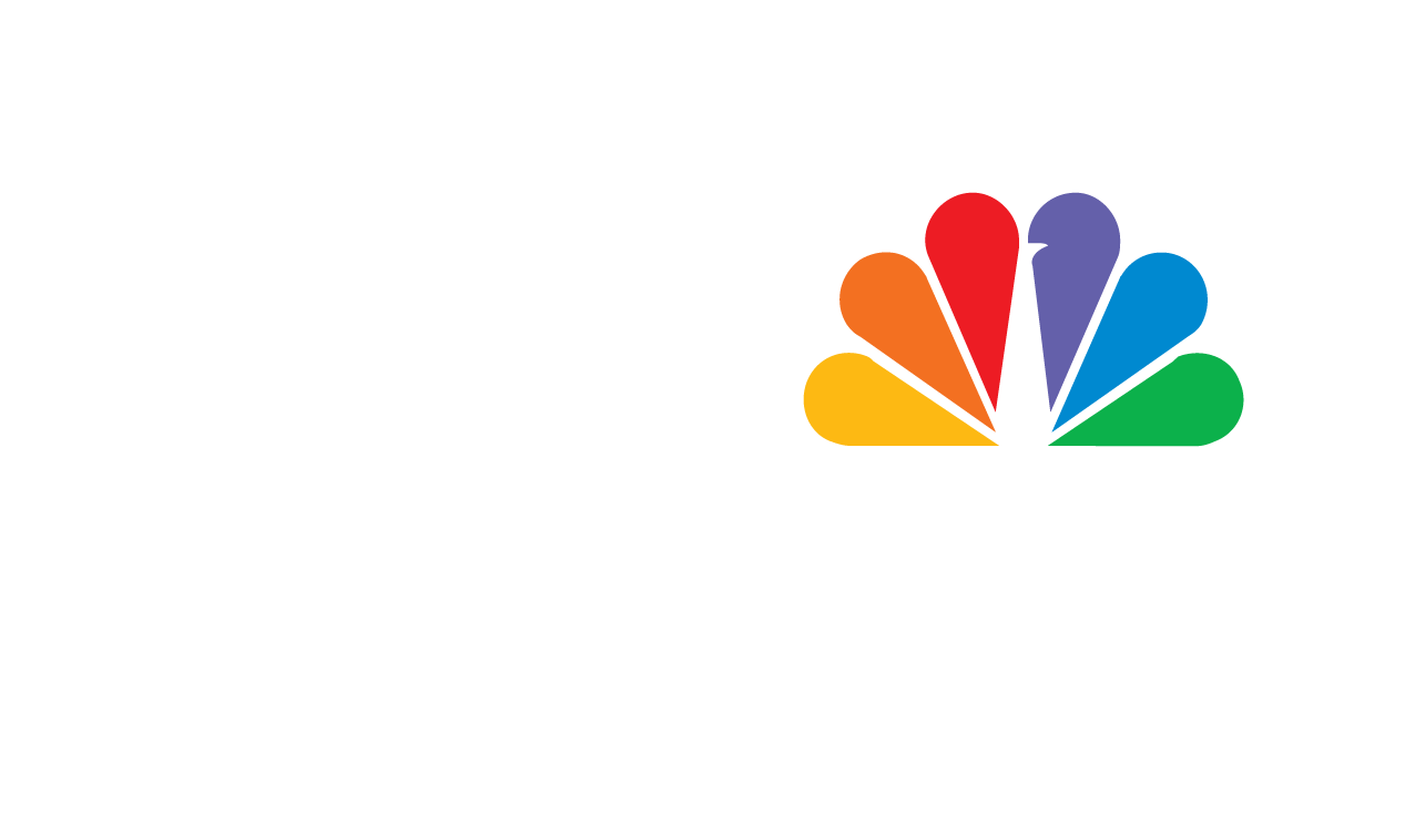 NBC peacock logo, colorful fan shape.