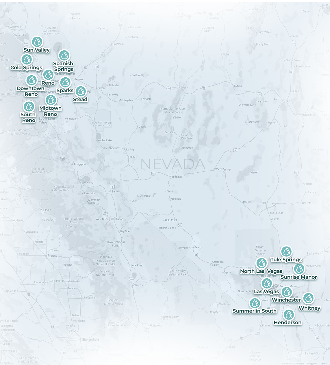 Pure IV Nevada Service Areas