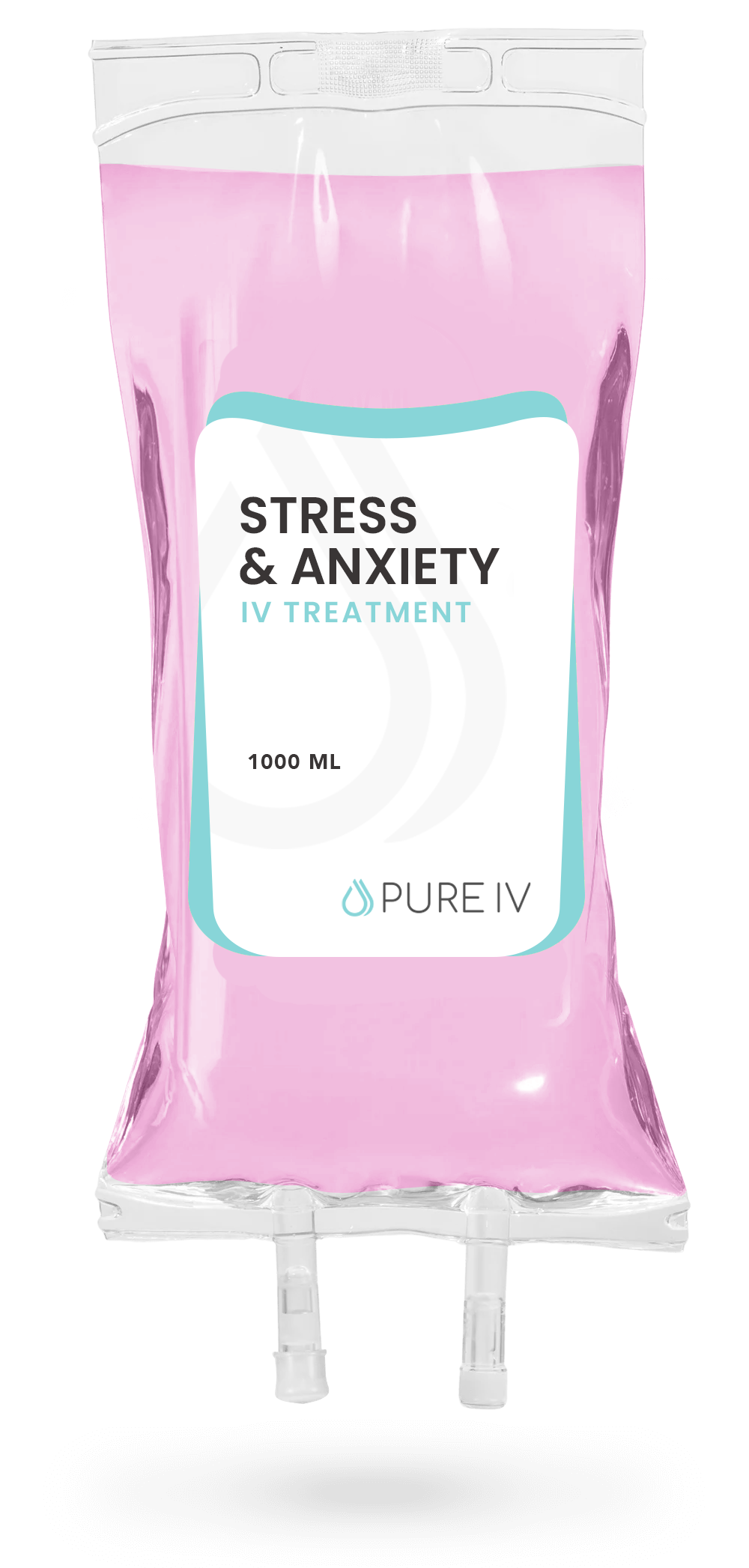 A pink 250ml IV fluid bag labeled 