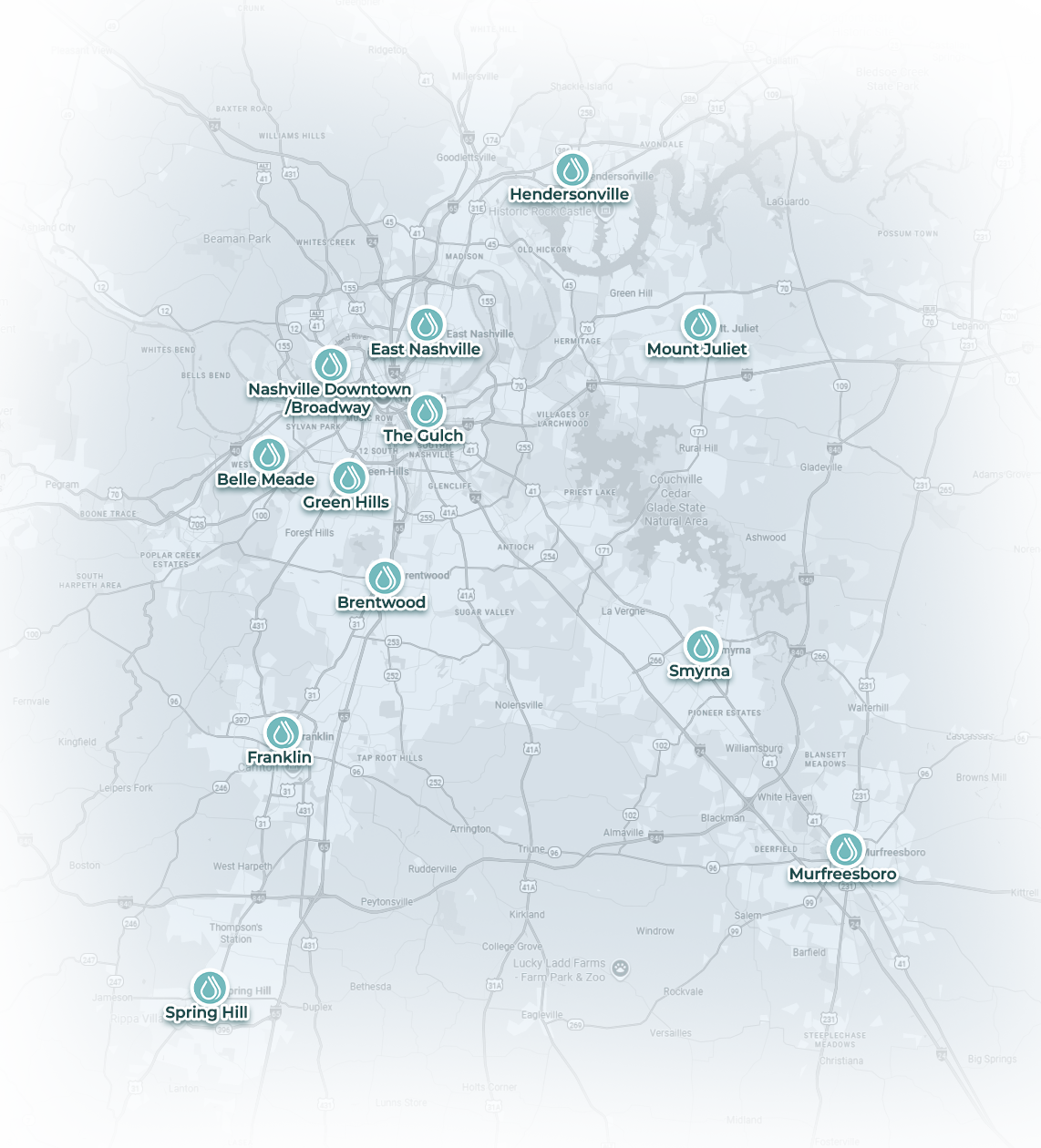 Pure IV Tennessee Service Areas