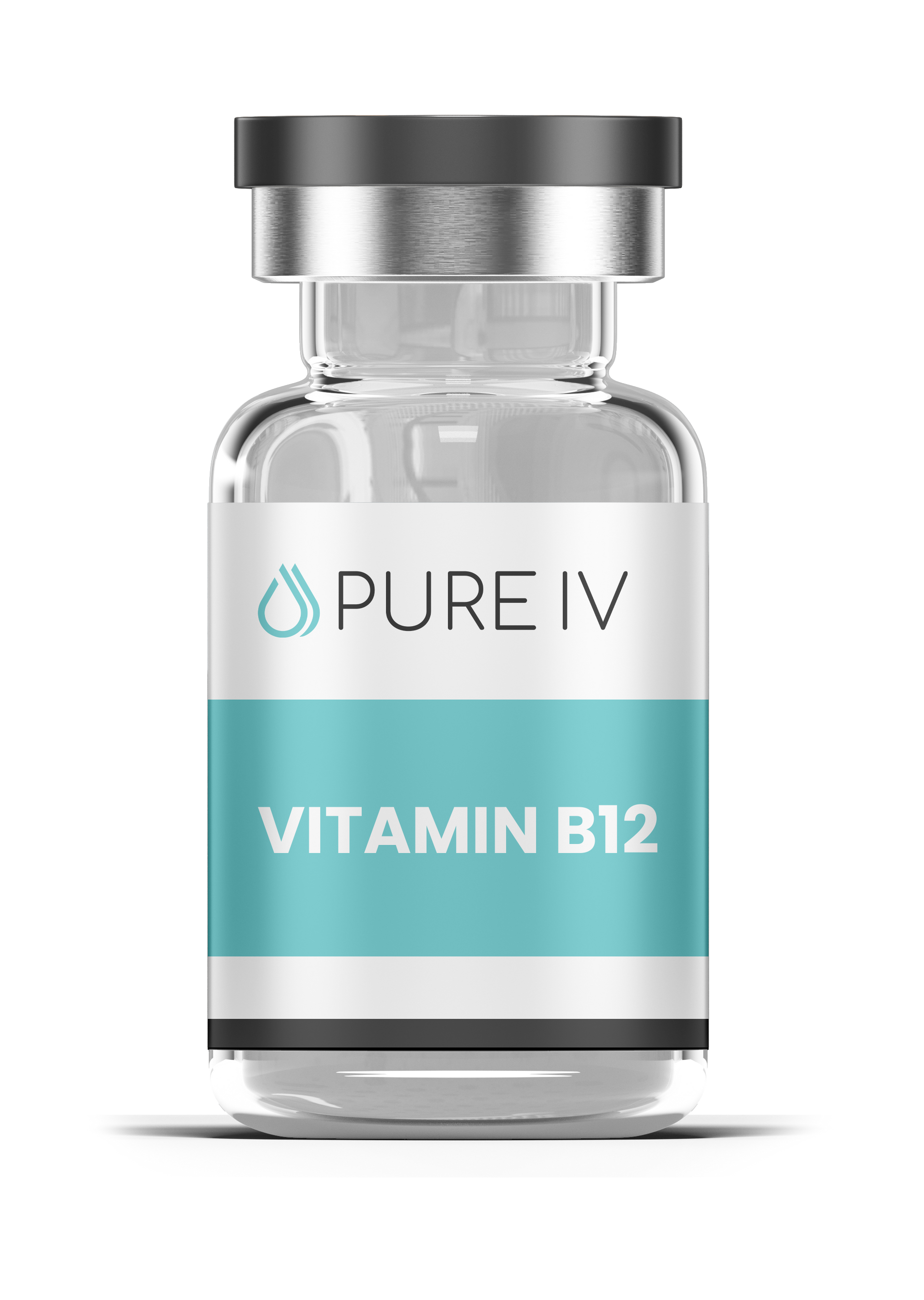 A clear glass vial labeled 