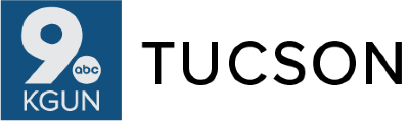 Kgun 9 Tucson logo. Blue rectangle with white 