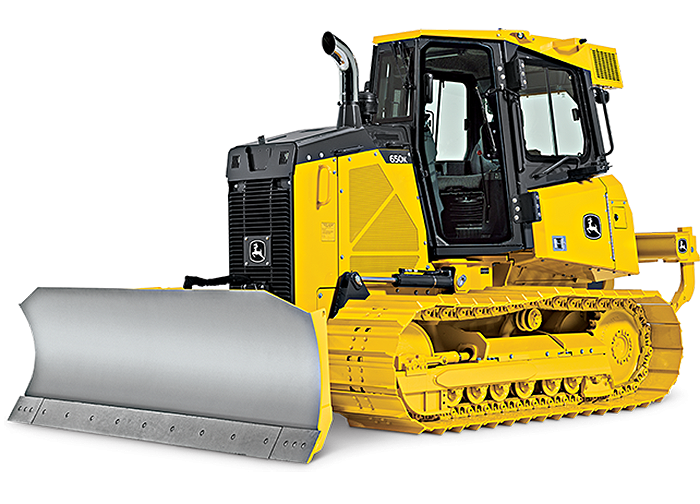 A yellow bulldozer with a snow plow attached to it on a white background.
