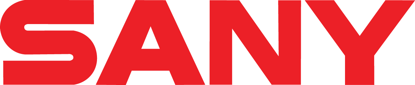 The word sany is written in red on a white background.