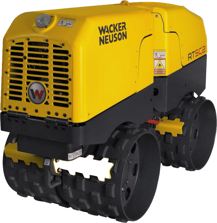 A yellow wacker neuson machine with black wheels