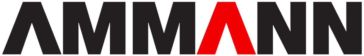 The word ammann is written in black and red on a white background.