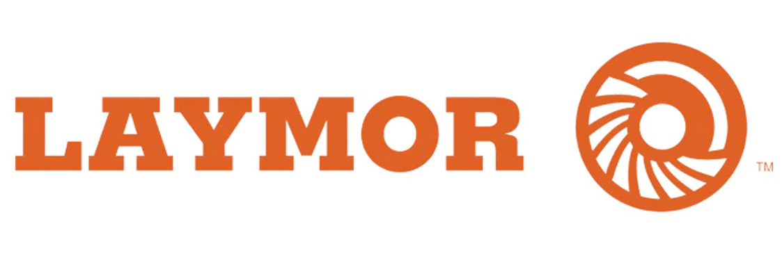 A laymor logo with an orange circle around it