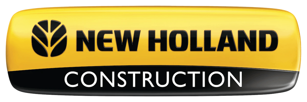 The new holland construction logo is yellow and black