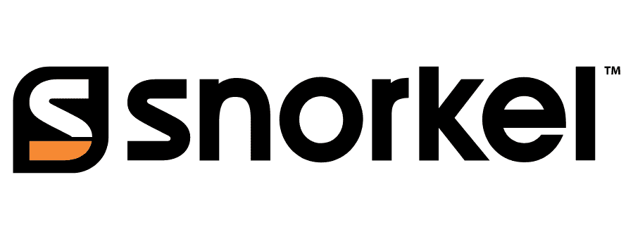 The logo for snorkel is black and orange on a white background.