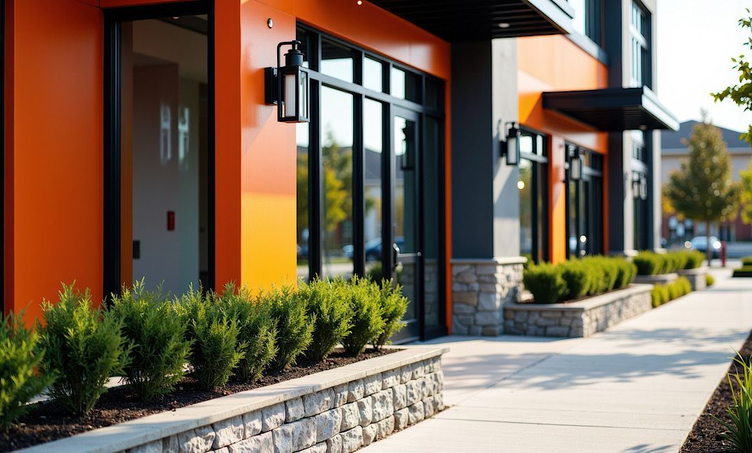 Wide Concrete Sidewalk in Commercial part of town in Castle Rock, CO installed by Creteworx.