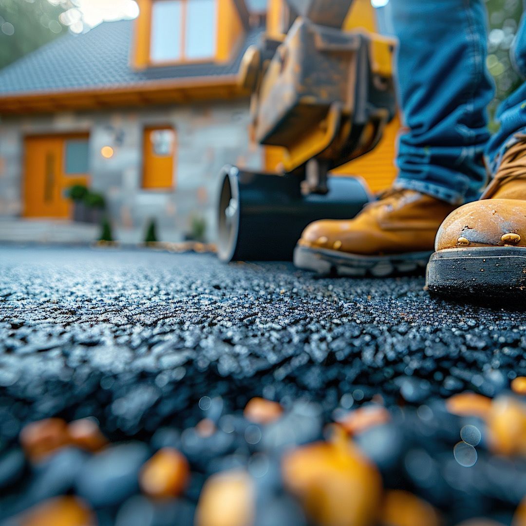 Concrete Driveway and workers boots in Denver, CO