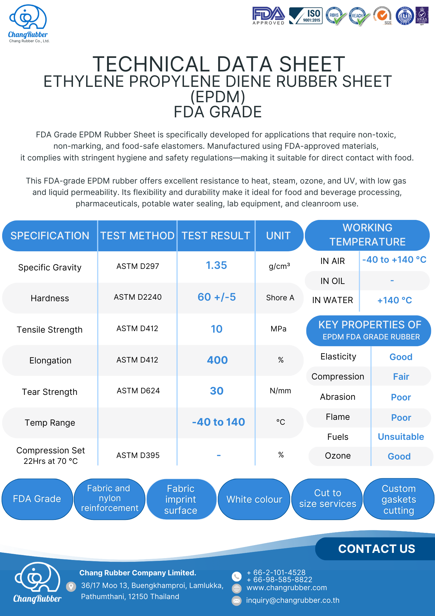 EPDM FDA GRADE RUBBER SHEET