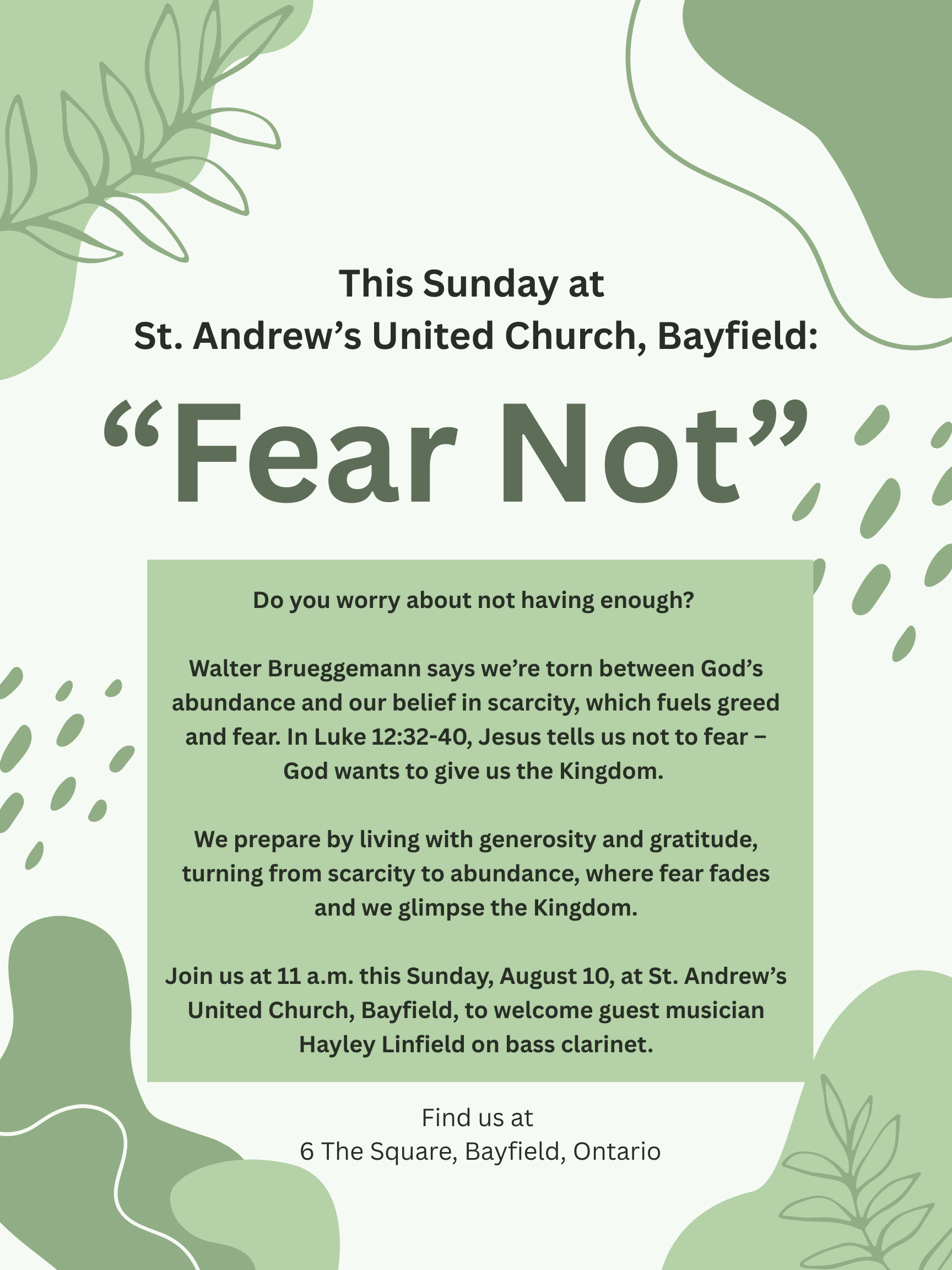 This is a poster outlining Sunday's service.