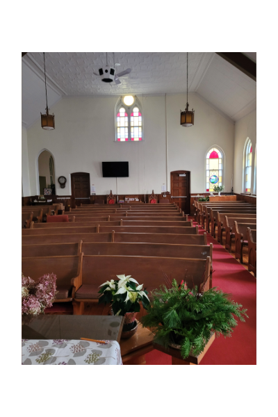 This is a photograph of the back of the church.