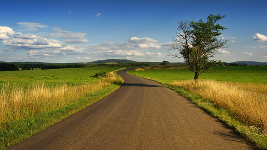 This is a photograph of a long and winding road.