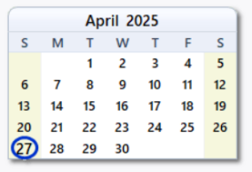This is an image of a calendar with the number 27 circled.