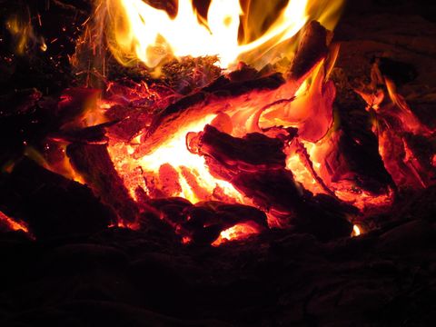This is a photograph of a raging campfire.