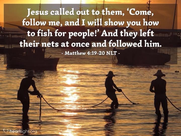 This is a graphic of Jesus calling his disciples from their fishing nets.