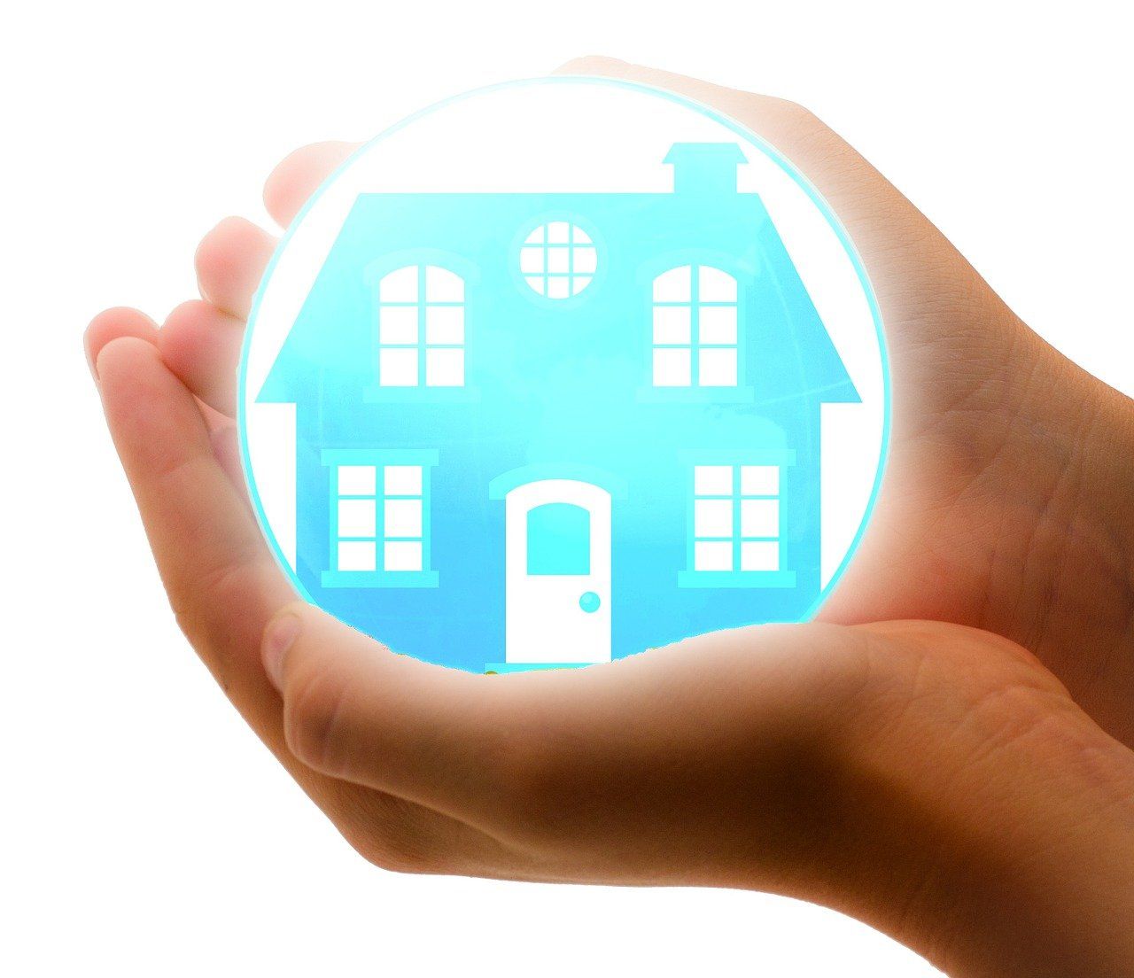 This is a picture of a home being held in safe hands.