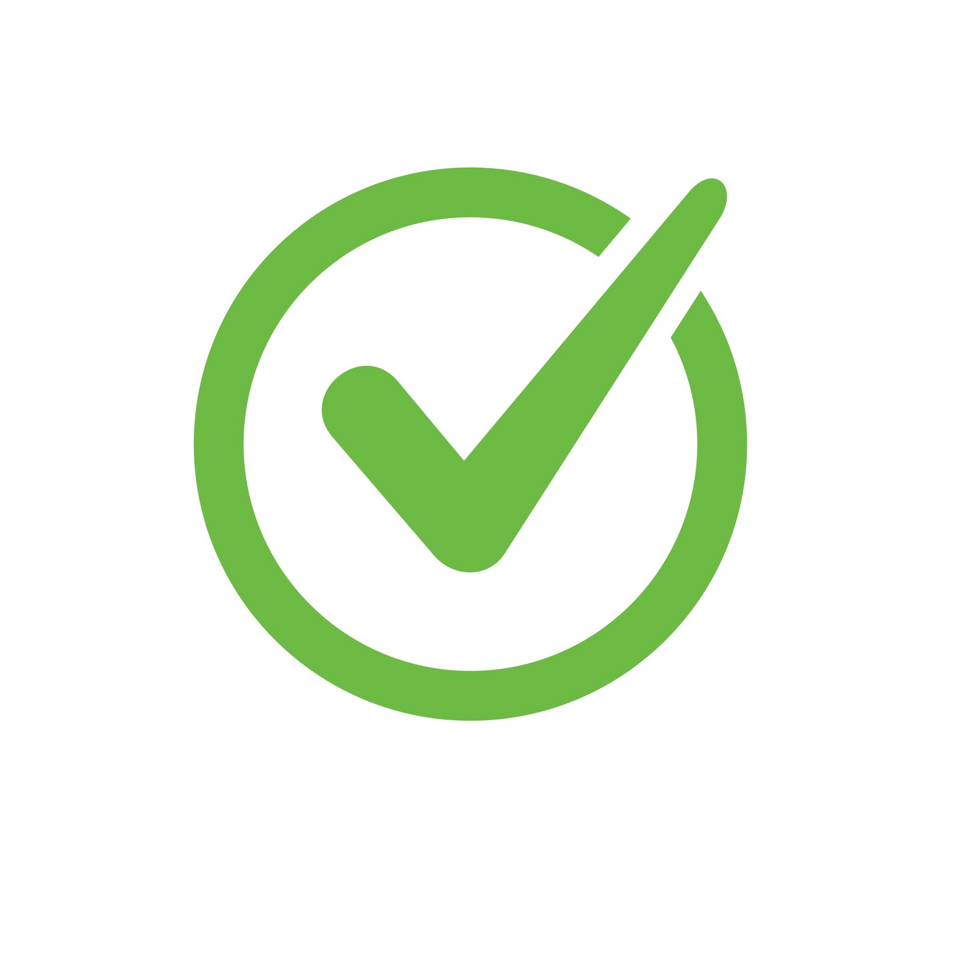 Green checkmark inside a green circle.
