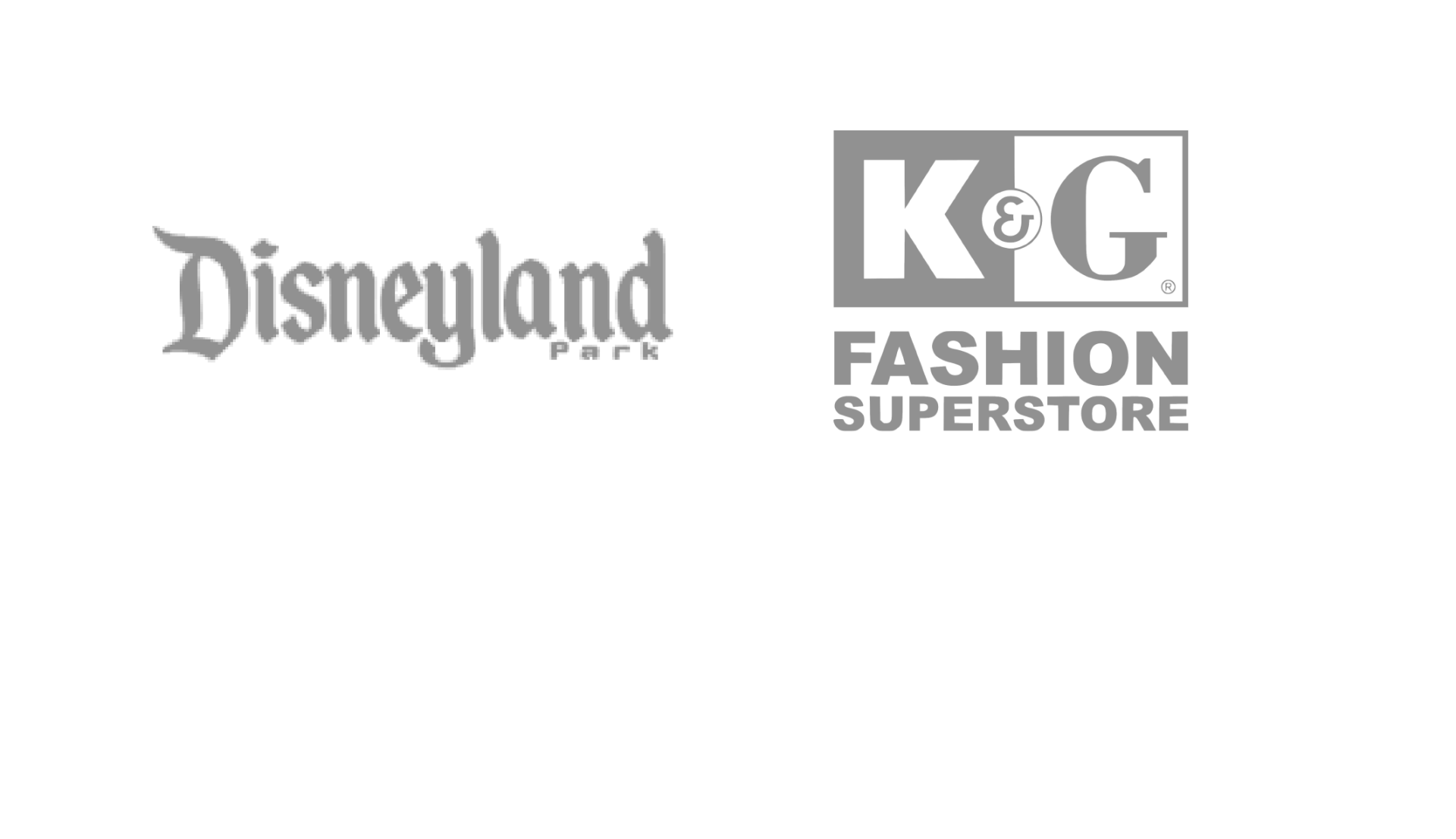 disneyland and kg fashion superstore logos on a white background .