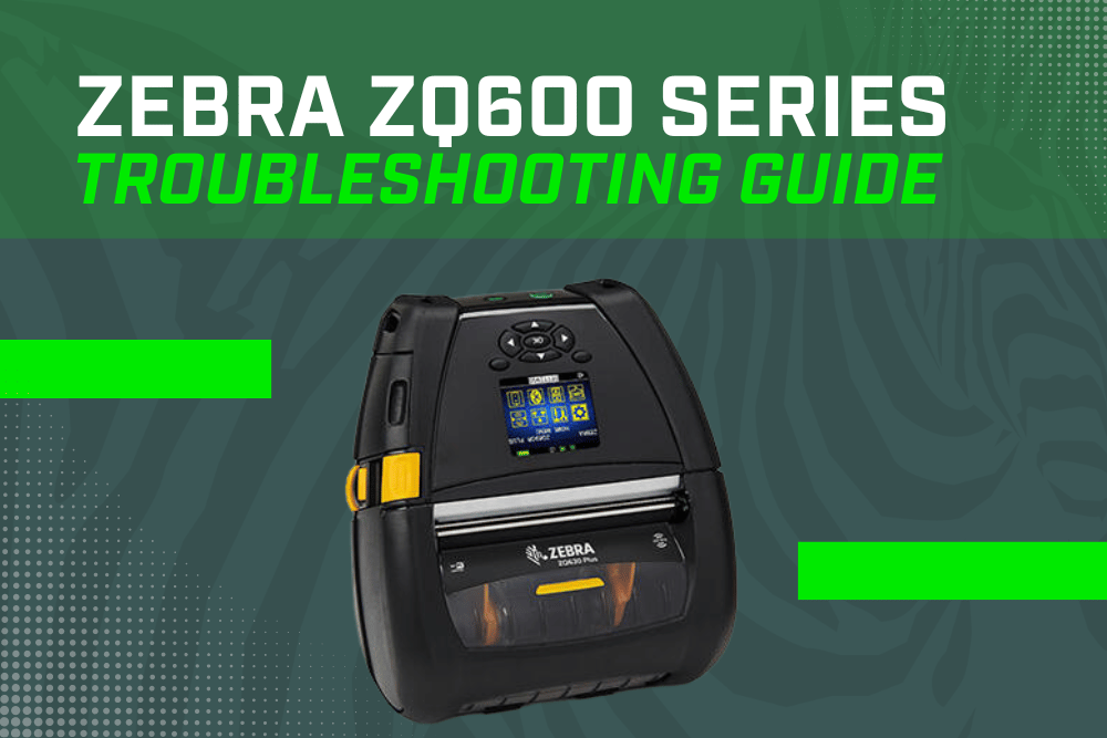 graphic showing a Zebra ZQ600 device and troubleshooting guide