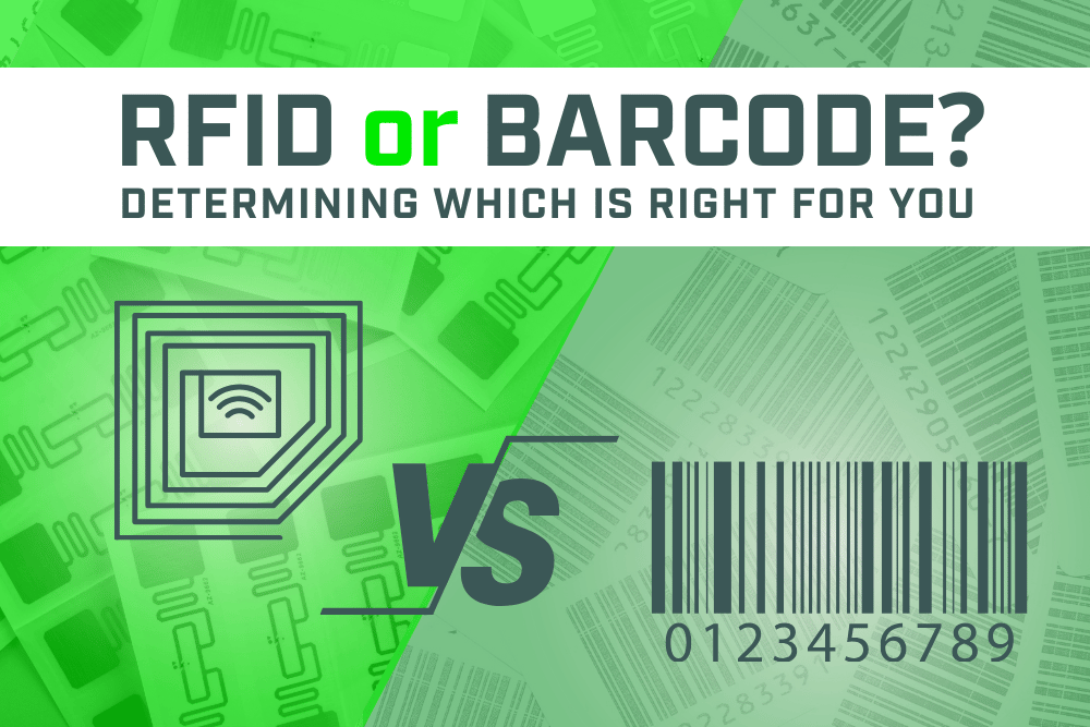 graphic explaining RFID vs Barcode and determining which is right for you