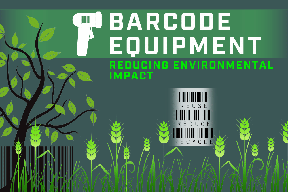 A barcode equipment logo with a tree in the background