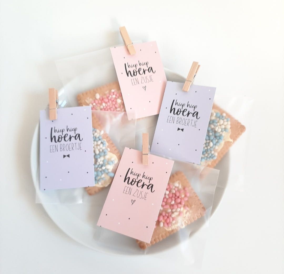 Minikaartje Hoera een Broertje (set van 5 stuks)