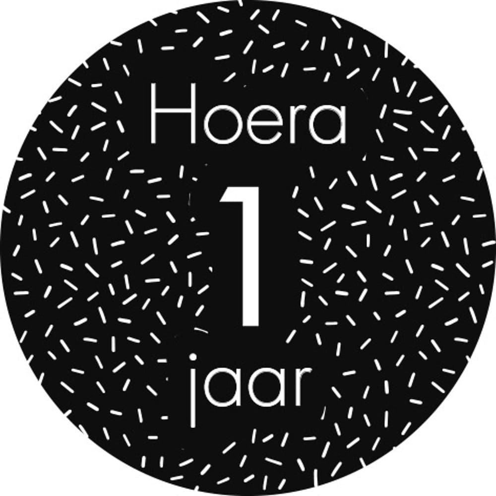 Cijfer sticker 1 t/m 12  jaar Hoera! (set van 10 stuks)
