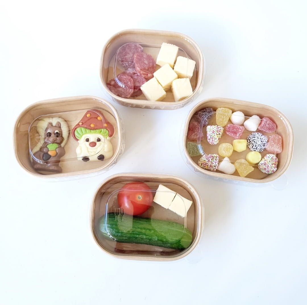 Snackbakje met deksel klein (set van 5 stuks)