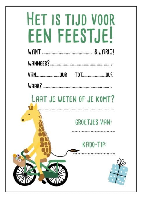 Uitnodiging  Giraffe (set van 10 stuks)