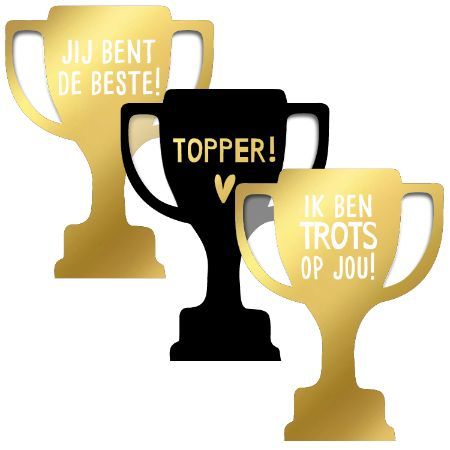 Sticker Beker - je bent de beste (set van 3 stuks)