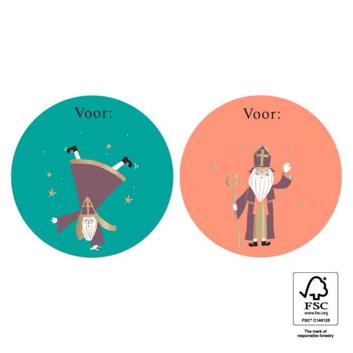 Sticker Sinterklaas (set van 2 stuks)