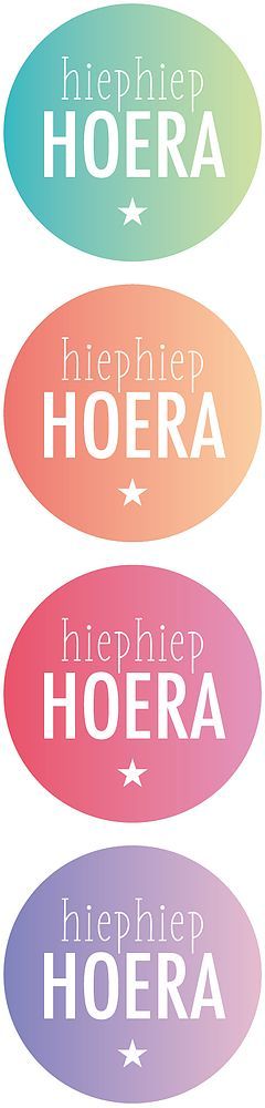 Sticker Hiep Hiep Hoera Kleur (set van 4 stuks)