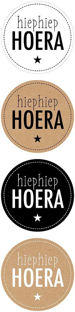Sticker Hiep hiep hoera Kraft (set van 4 stuks)