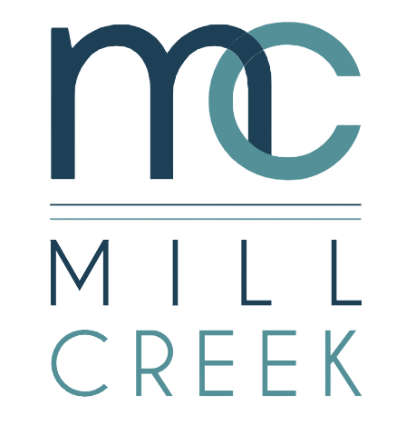 A logo for mill creek is shown on a white background.