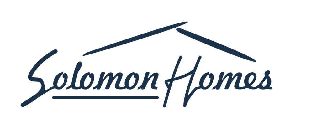 The logo for solomon homes shows a house with a roof.