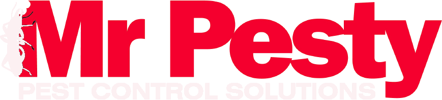 A red logo for mr pesty pest control solutions