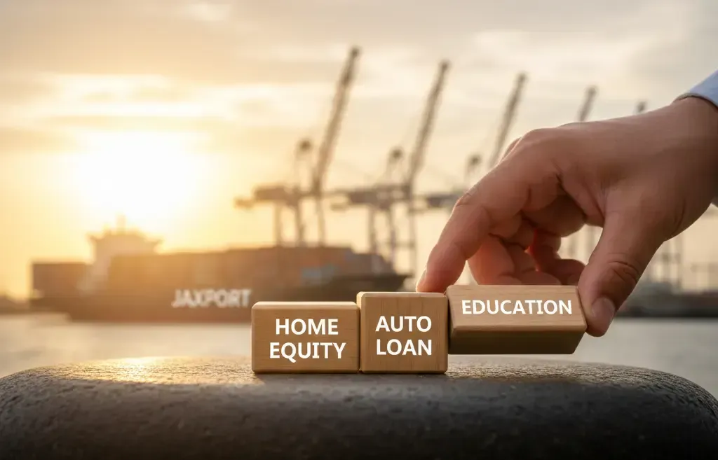 Hand arranging wooden blocks: 