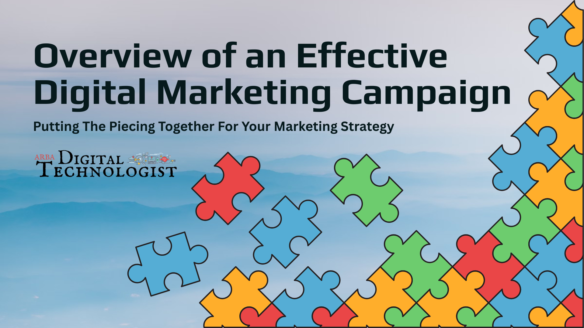 Digital marketing campaign banner with puzzle pieces and “Overview of an Effective Digital Marketing Campaign” text