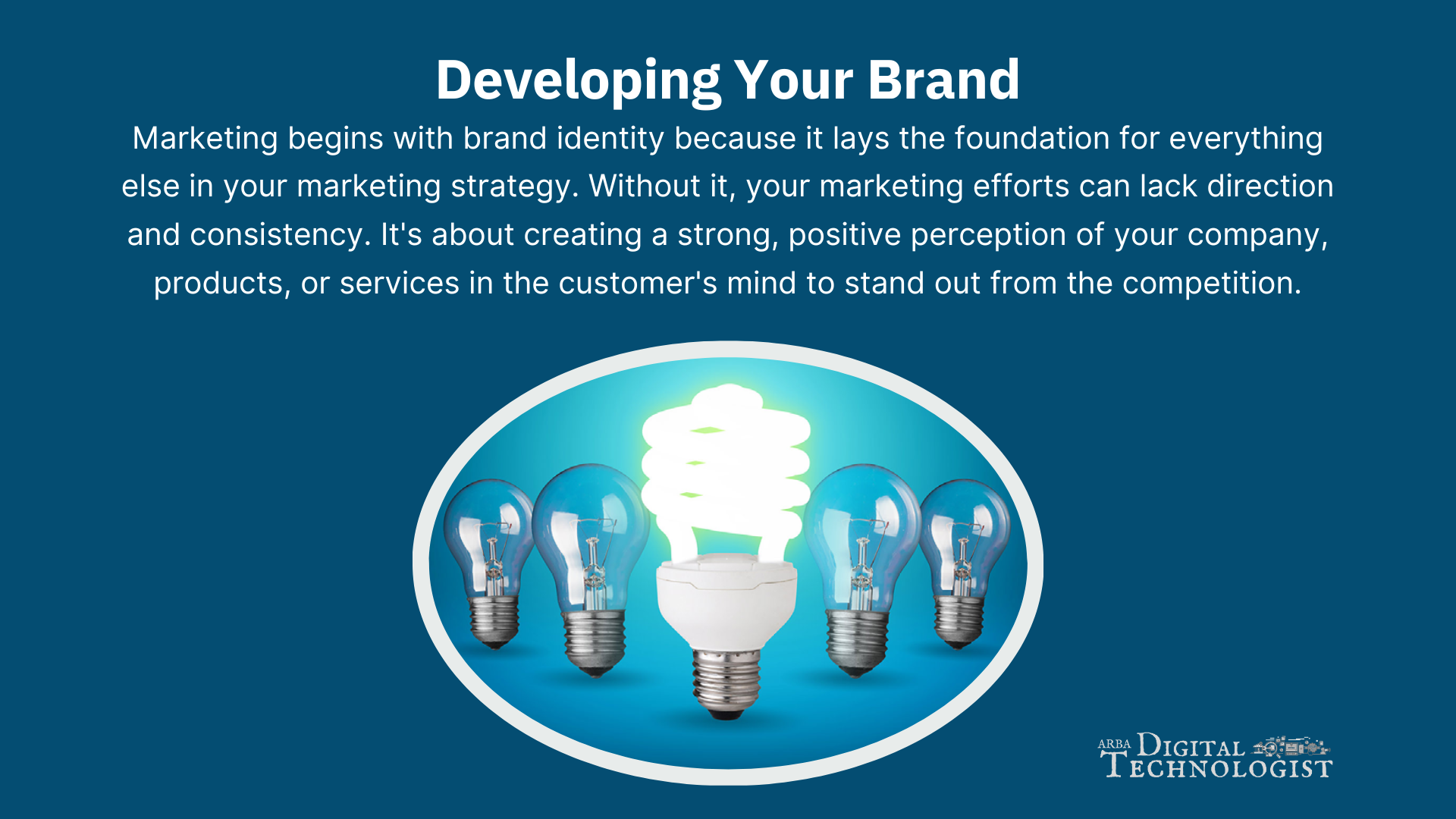 An advertisement for a company called developing your brand