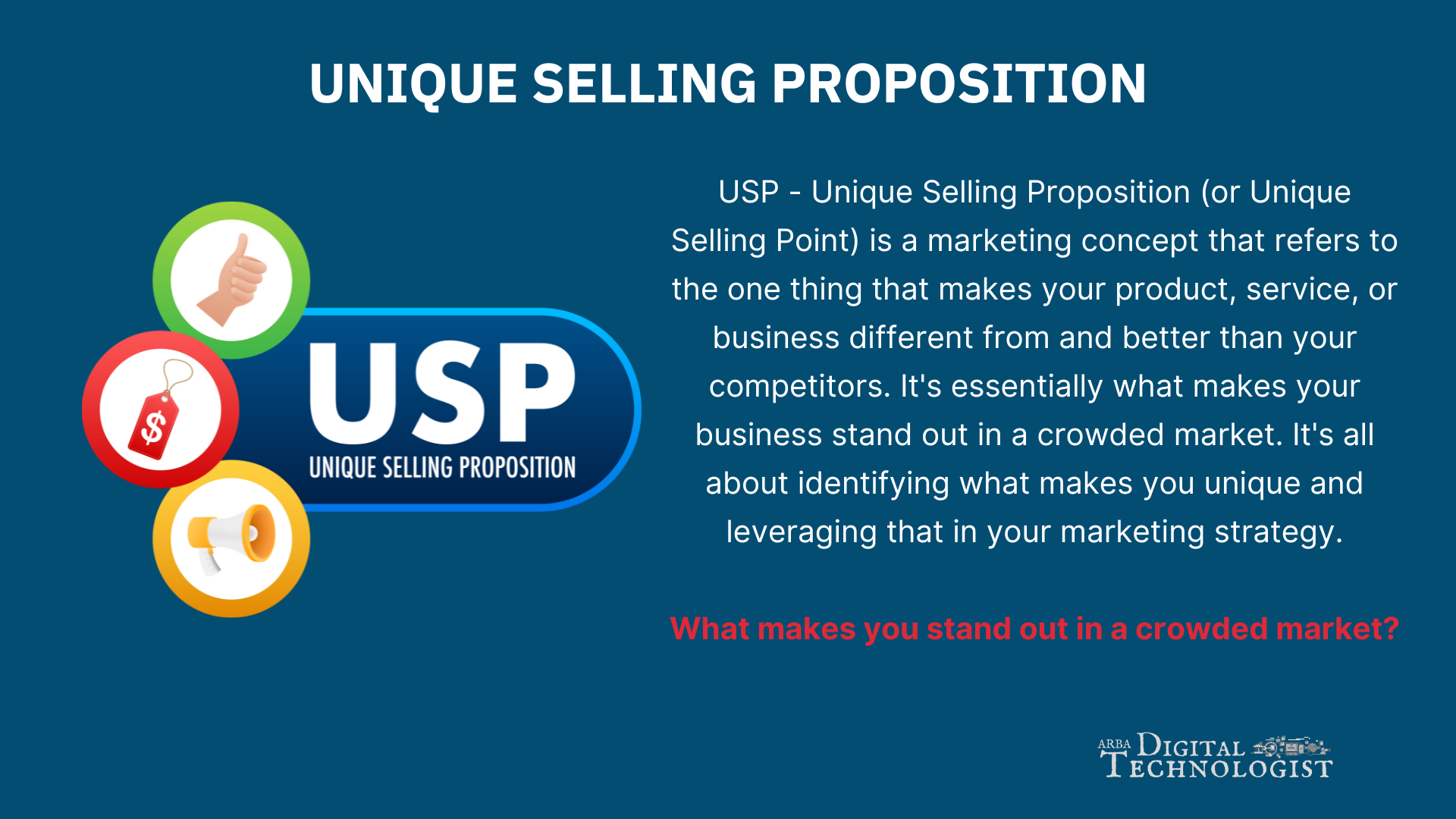 A poster that says unique selling proposition on it