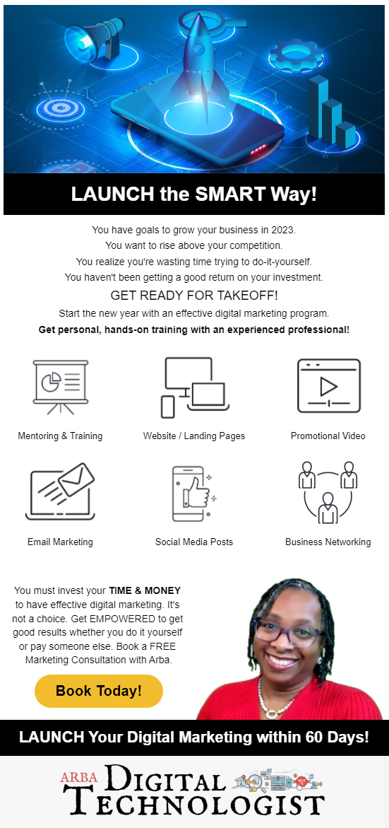 A woman in a red shirt is standing in front of a computer screen.